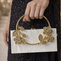 Flower Acrylic Dinner Bag, Single Shoulder, Oblique Cross, Wedding Banquet Handbag