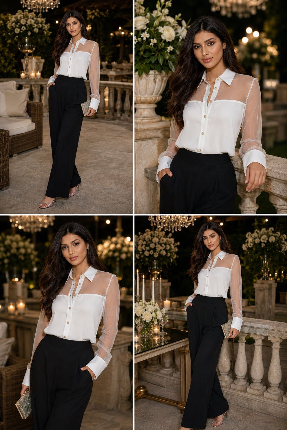 Women's Button Down Shirt Long Sleeve Casual Chiffon Blouse Collared Loose Casual Work Office Top