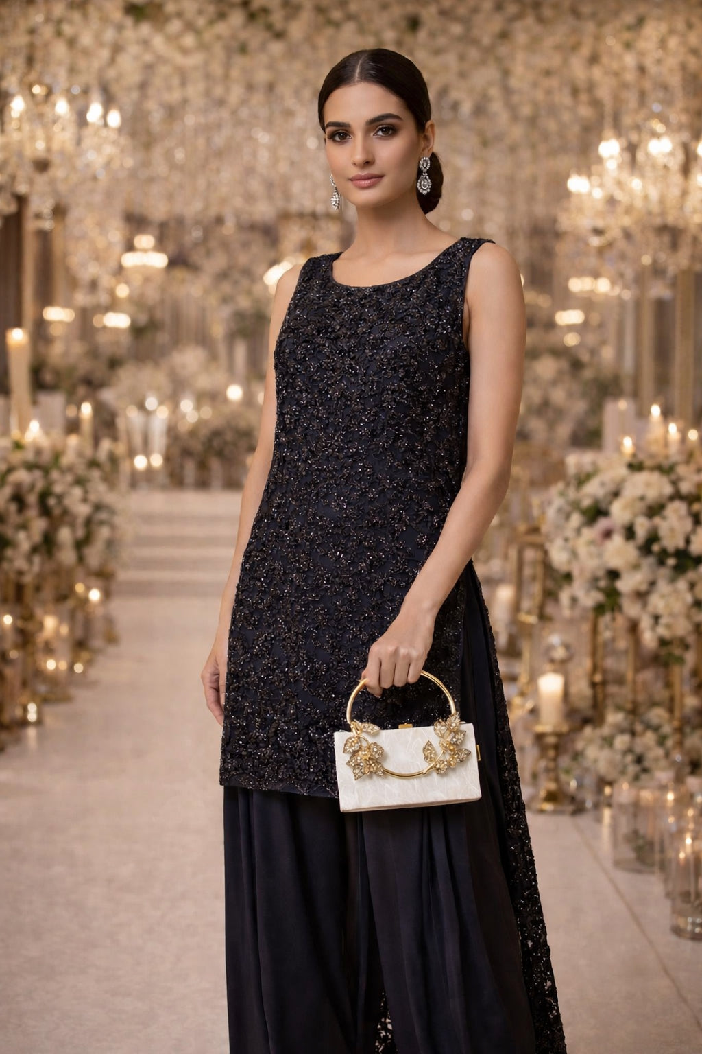 Flower Acrylic Dinner Bag, Single Shoulder, Oblique Cross, Wedding Banquet Handbag