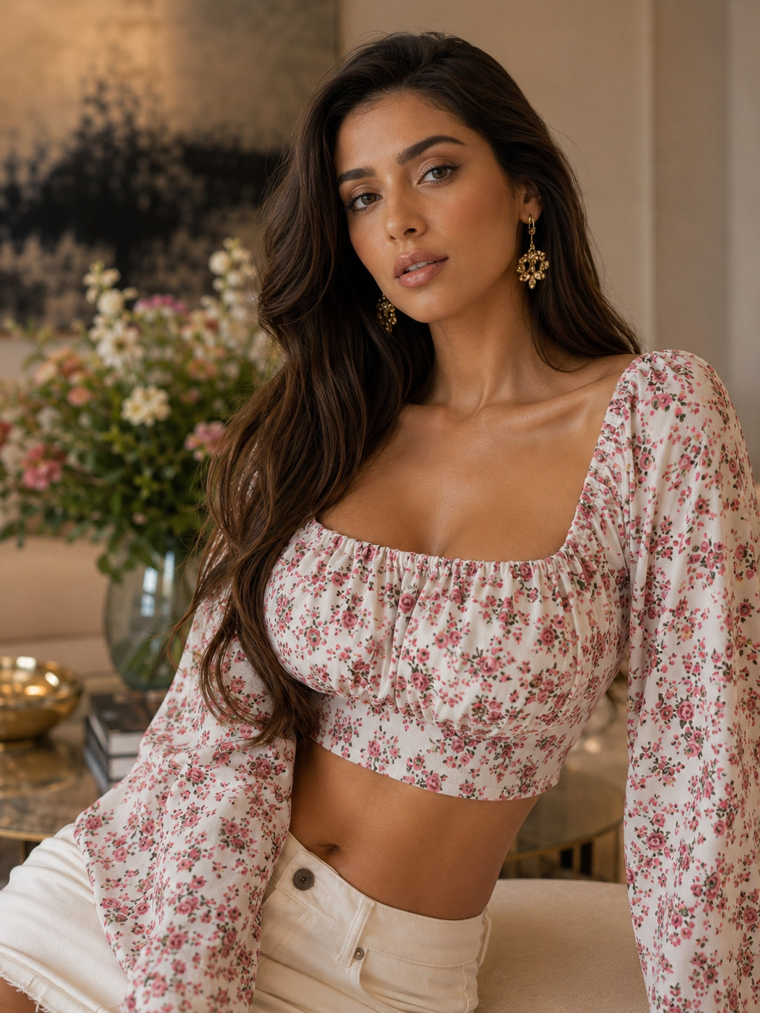 Spring Square Neck Backless T-shirt Casual Women Long Sleeve Bodycon Crop Top Club Short Tops