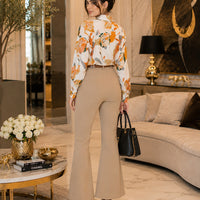 Vintage Style for Women Long Sleeve Flower Printed Spring Autumn semi formal Style Elegant Single Breasted Shirt