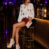 Fashion Woman Blouse Shirts For Women Stylish Top long Sleeve Feather Pattern Female Tops Elegant Chiffon Natalia Home Fashion    Natalia Home Fashion