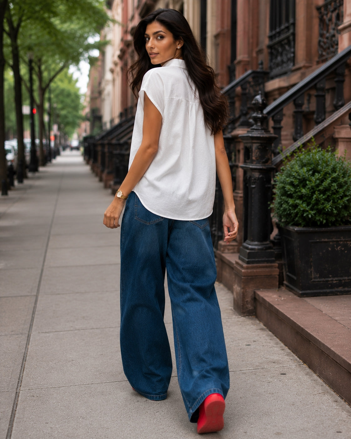 Women Cotton Linen Stand Collar Blouses Cap Sleeves Solid Color Loose Fit Casual Fashion Female Shirts Tops
