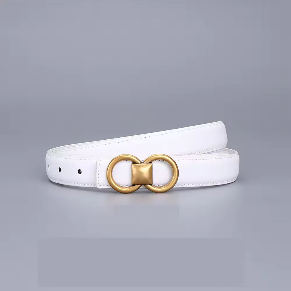 Belt Women Cow Leather Solid Color Symmetrical Buckle Waistband Jeans Dress Ladies Accessories Handmade
