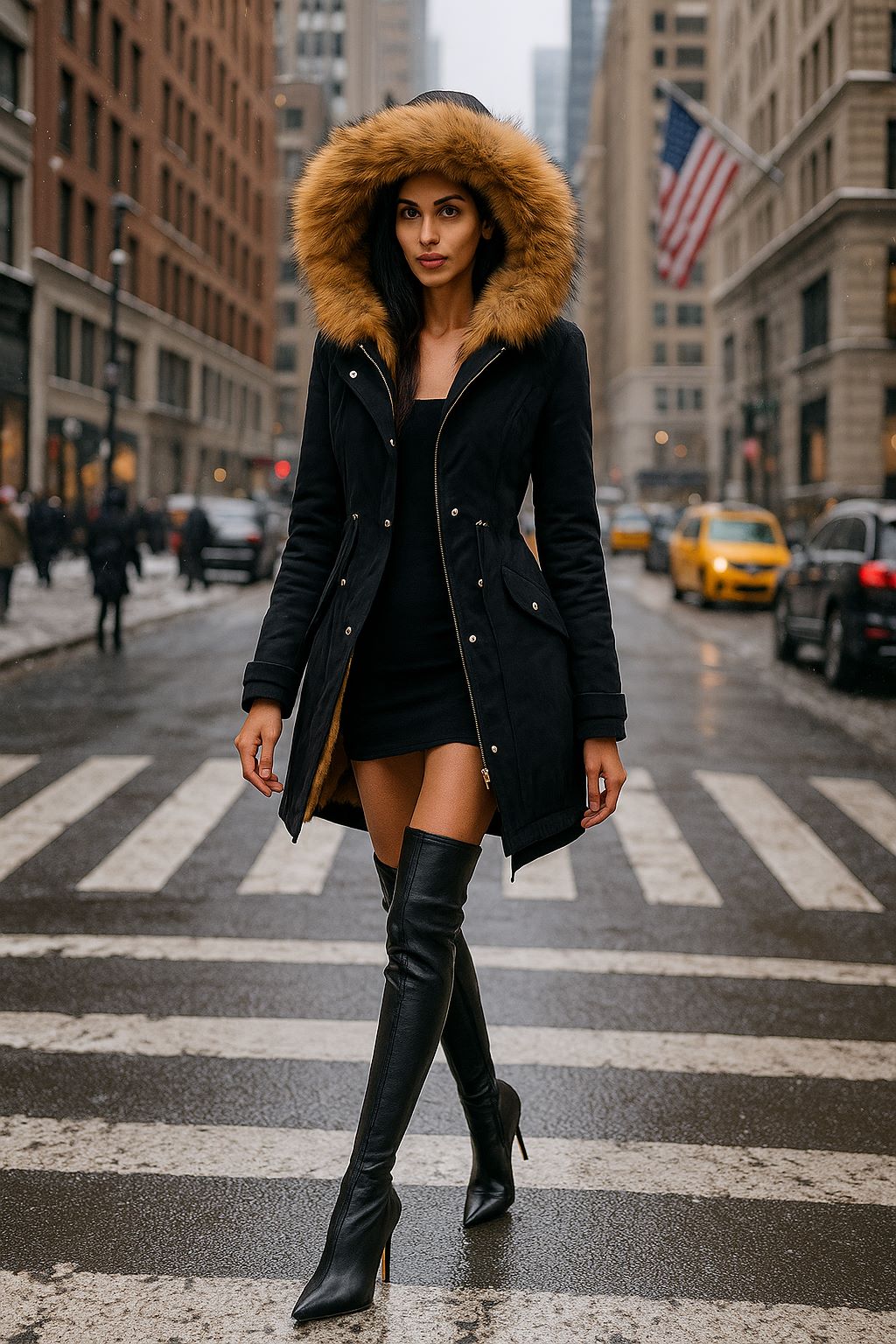 Warm Cotton Jacket with Zipper And Hood Women's Fashionable Slim Fit Coat Long Sleeve Thermal Outerwear - Natalia Home Fashion